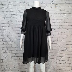 Sandro Black Babydoll Sheer Dress
